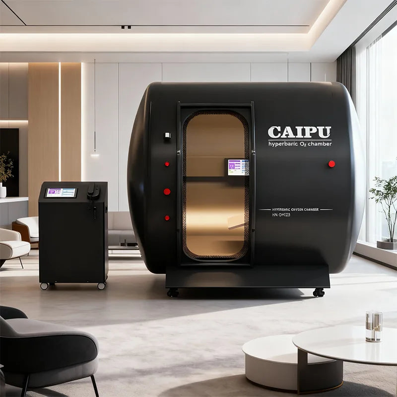 CAIPU hard shell hyperbaric chamber in a premium wellness room
